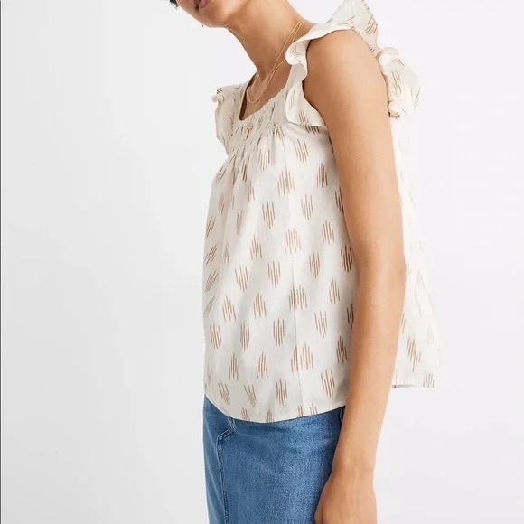 Madewell ikat print ruffled sleeve Top M - Picture 4 of 7